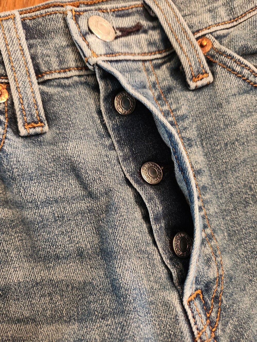 Levi's Wedgie Straight Jeans Button Fly Blue Size 27 - Picture 3 of 6